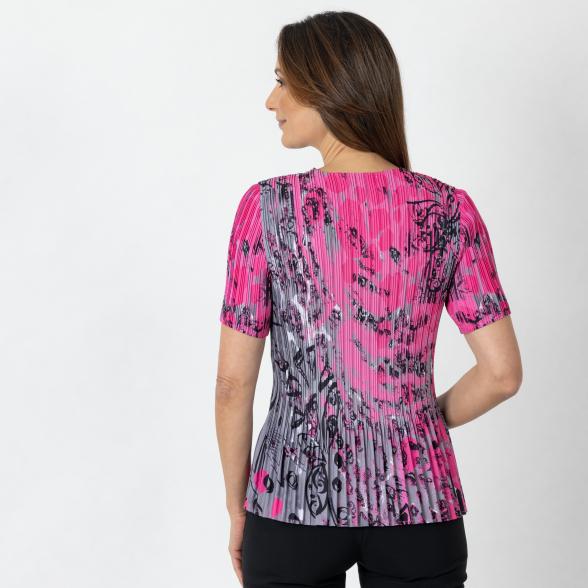 Jeannie Damen-Plissee-Shirt grau/pink/schwarz - 112341300000 - 3 - 588px