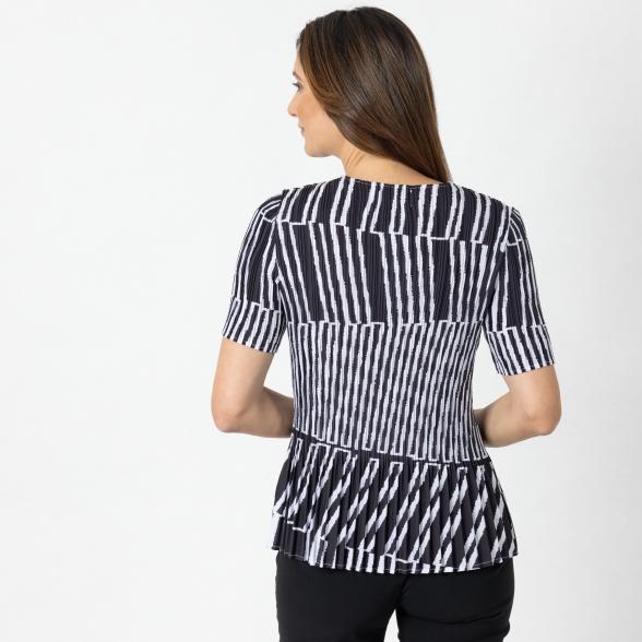 Jeannie Damen-Plissee-Shirt schwarz/weiß - 112342900000 - 3 - 588px