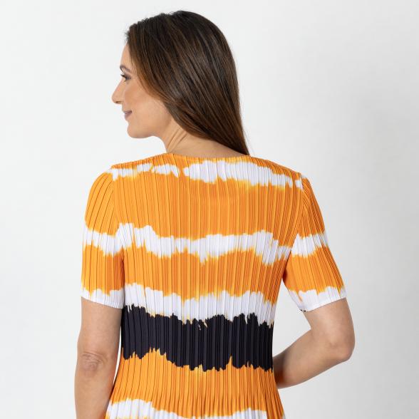 Jeannie Damen-Plissee-Shirt orange/schwarz/weiß - 112345100000 - 3 - 588px