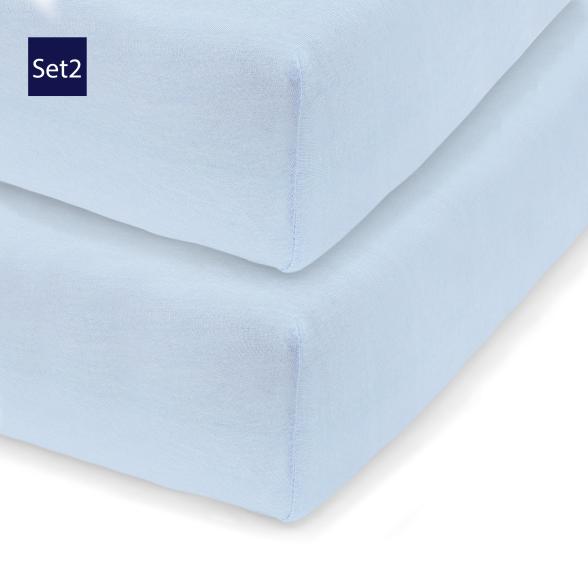 Spannbettlaken Set 4tlg. 100x200cm Set 2 weiß, 2 blau - 112682900001 - 3 - 588px
