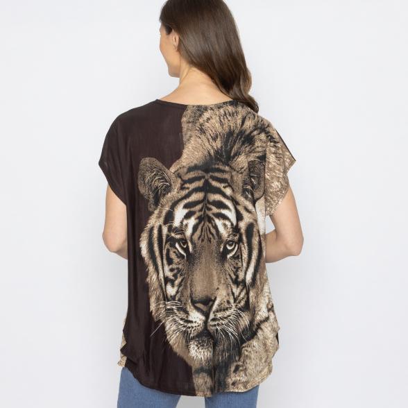 FASHION NEWS Damen-Shirt Tigerkopf Dunkelbraun M/L - 38-42 - 113979500001 - 3 - 588px
