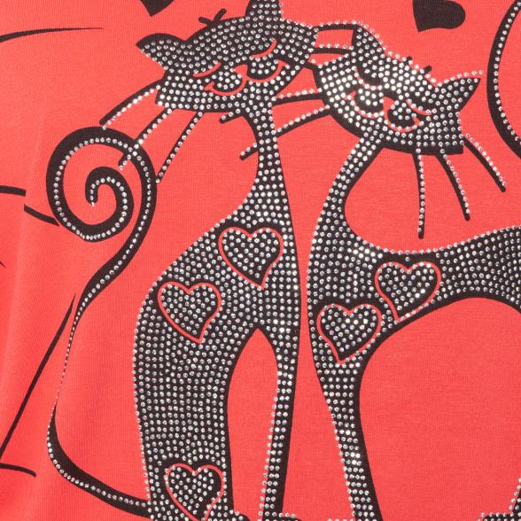 FASHION NEWS Damen-Shirt Katze rot M/L - 38-42 - 113980200001 - 3 - 588px