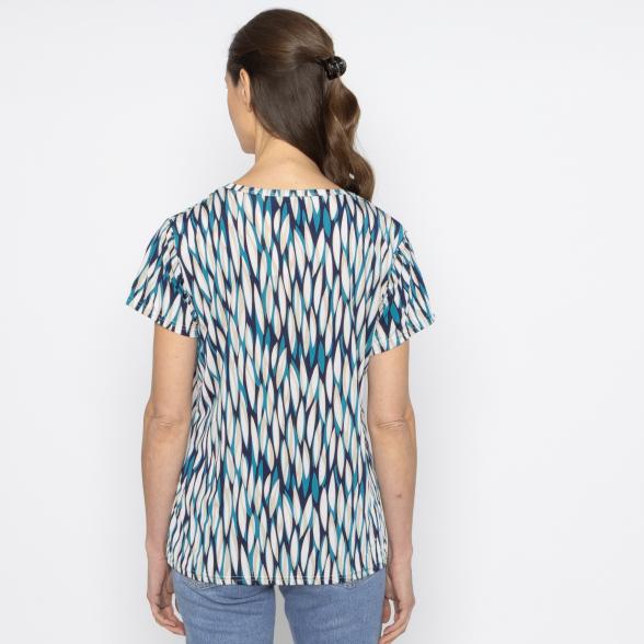 FASHION NEWS Damen-Shirt Blätter türkis/multicolor M/L - 38-42 - 114019300001 - 3 - 588px