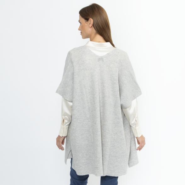 100% KASCHMIR Jacke Poncho-Style hellgrau melange 50/52 - 114107400005 - 3 - 588px
