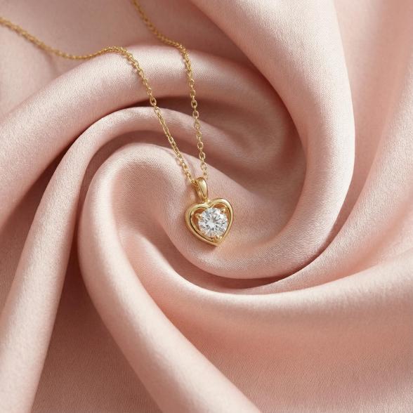 amor Herzanhänger mit Kette 925 Silber vergoldet - 114401000000 - 3 - 588px