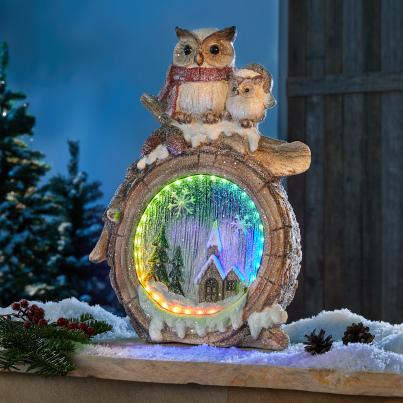 LED-Figur "Winter-Eulen"