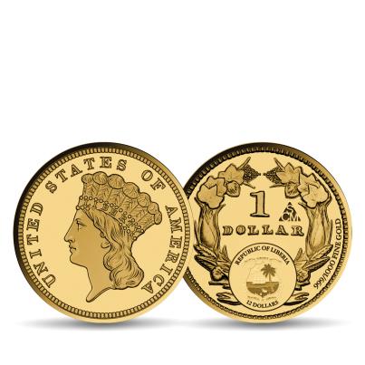 3 Goldmünzen "1 USD Komplett-Set-Kollketion"