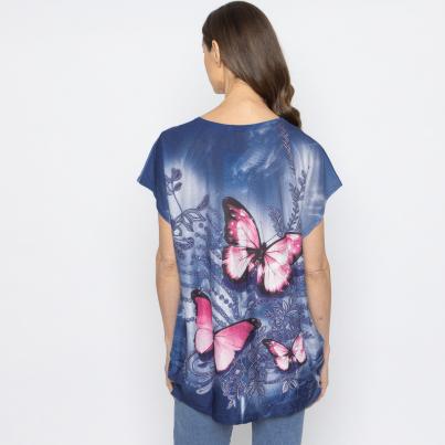 FASHION NEWS Damen-Shirt Butterfly blau