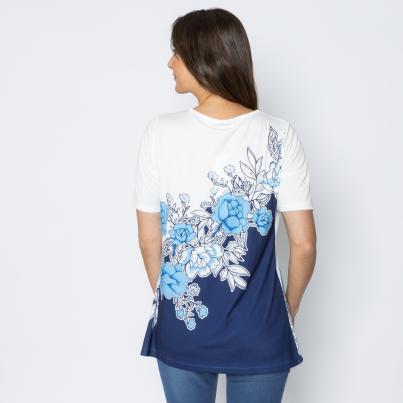 BRILLIANTSHIRTS Damen-Longshirt assym. Blum
